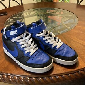Nike Court Borough Mid 2 GS Black Game Royal Blue  Shoe Size 6Y, 7.5 Woman’s